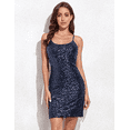 thumbnail image 2 of PrettyGuide Womens Sexy Sparkly Sequin Party Club Dress Adjustable Spaghetti Strap Shimmer Bodycon Mini Dress, 2 of 7
