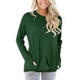 thumbnail image 2 of Women's Casual Sequins Tops Round Neck Solid Color Long Sleeve Blouse Loose Fit Comfy Going out Tunic Shirts, 2 of 6