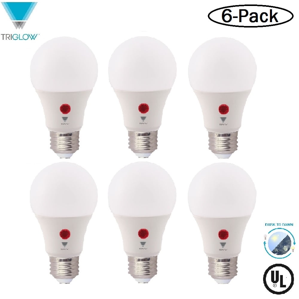 Dusk Till Dawn Light Bulbs TriGlow T95203-6 LED Dusk-to-Dawn A19 Bulb, 9W (60W Equivalent) 800