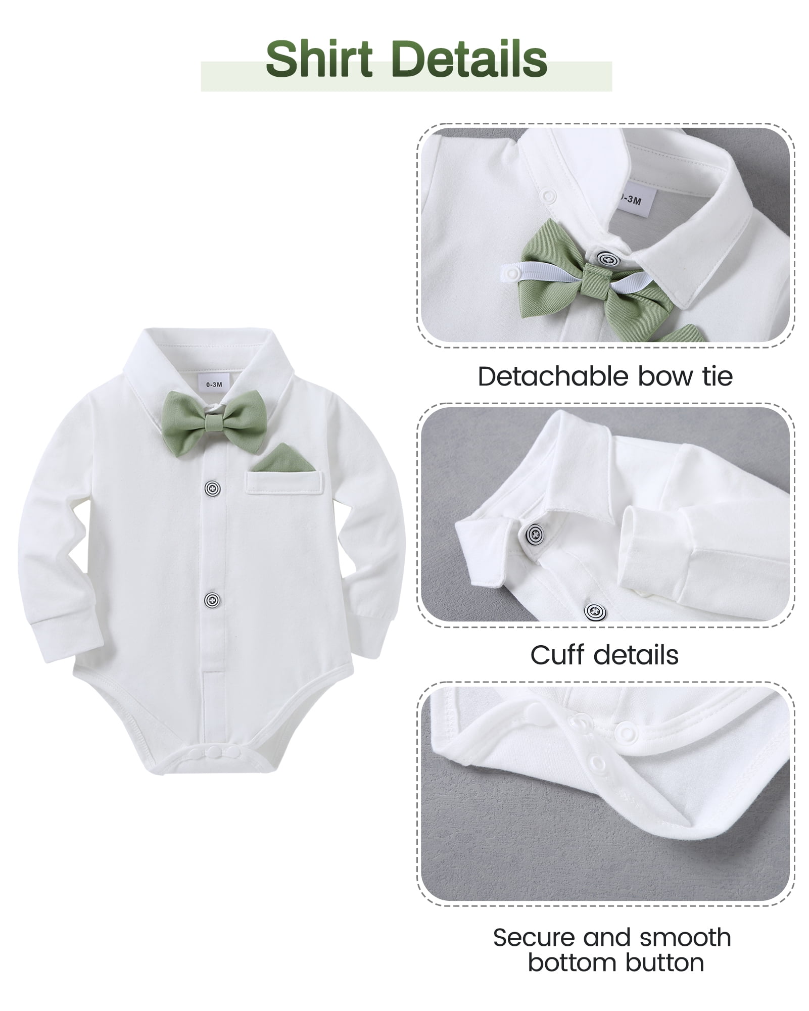 SANMIOI Infant Baby Boy Clothes 0-24 Months Gentleman's Suit Outfit Formal Shirt Suspender Pants Hat Bowtie 4pcs