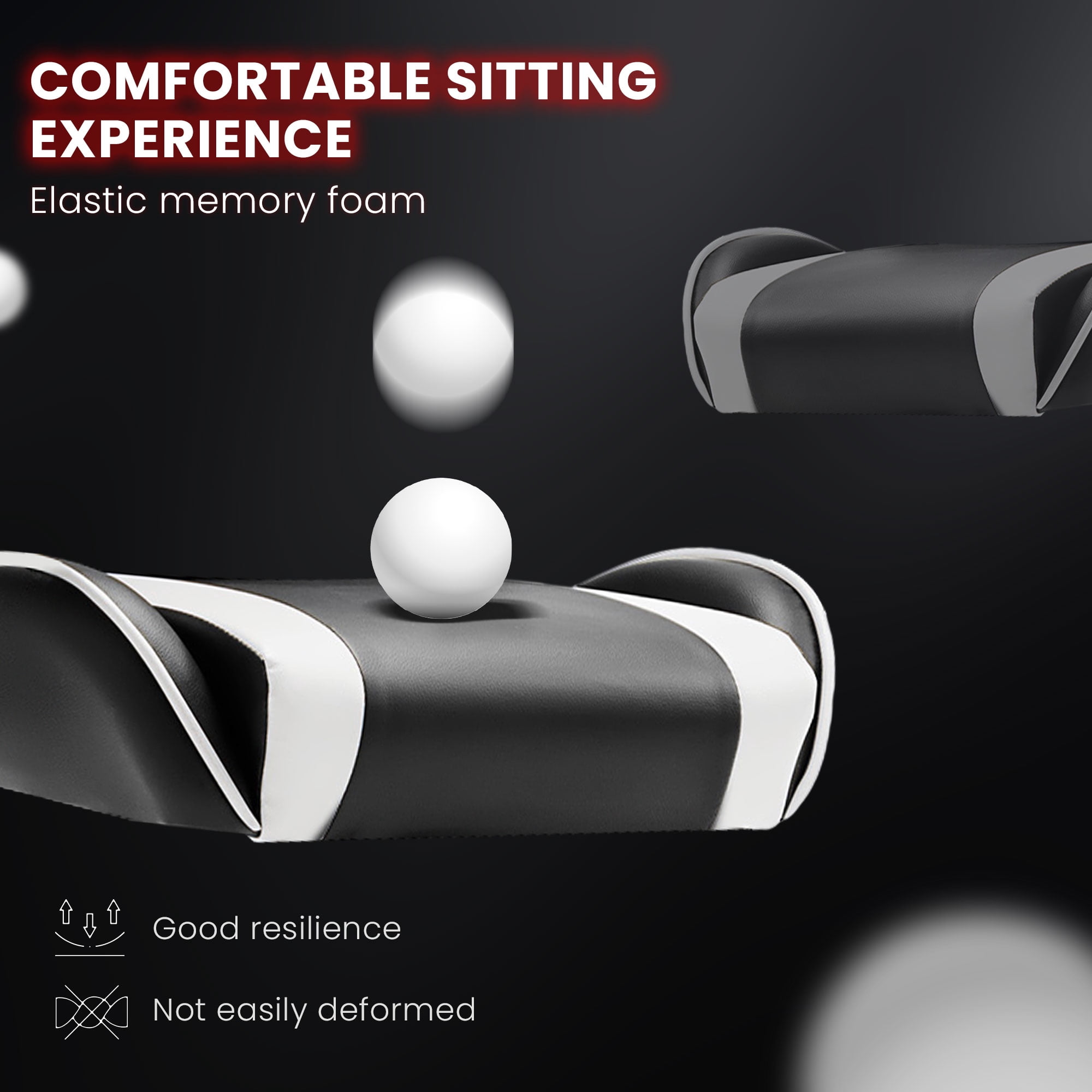 JONPONY Big and Tall Gaming Chair, Ergonomic Design, Gamer Chair PU Leather with Footrest and Lumbar Support, High Back Office Chair Support 8 Hours Long Sitting, Computer Chair,Black White