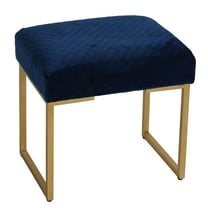 Cortesi Home Allium Ottoman with Painted Gold Legs, 19" Wide, Blue Velvet