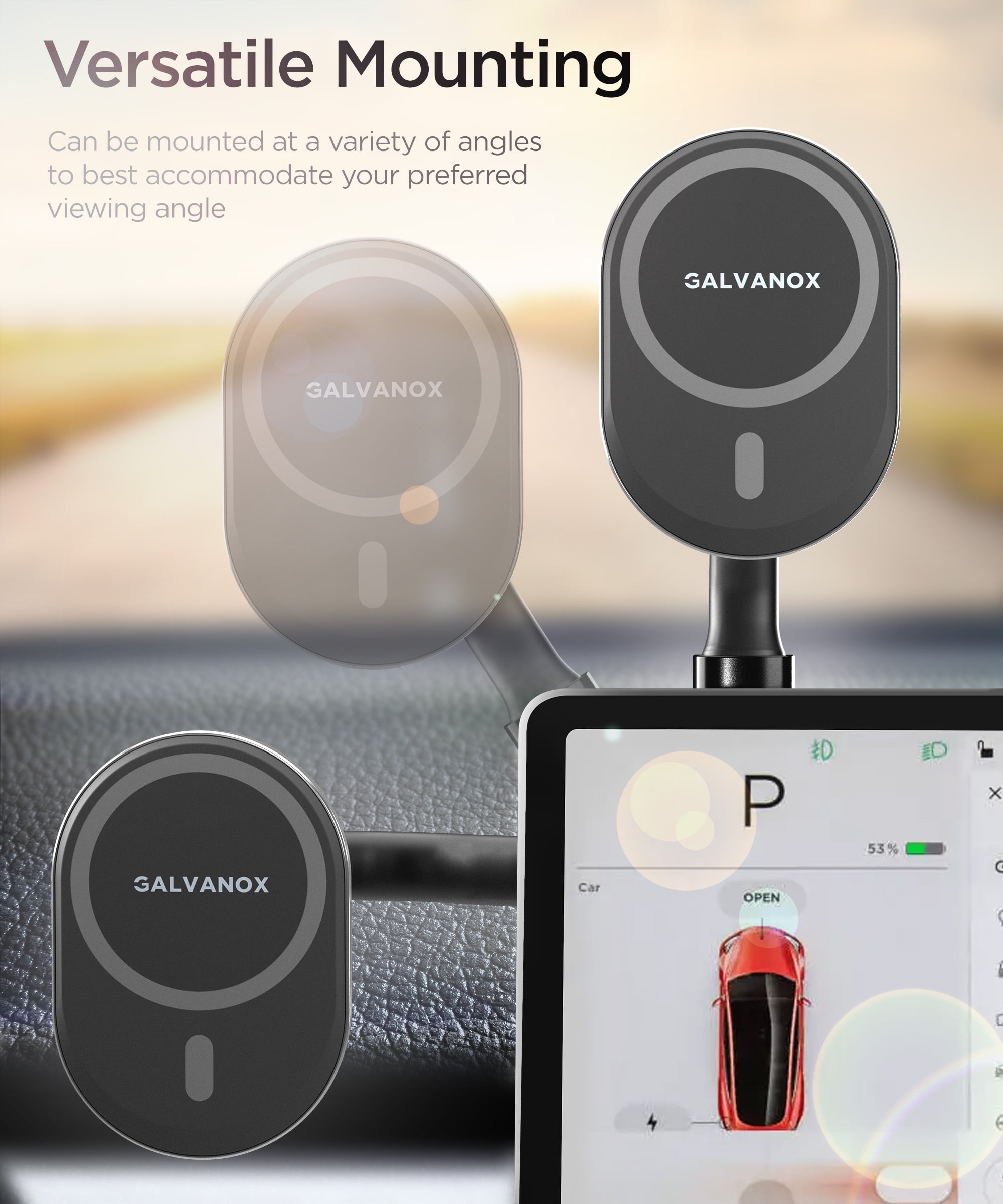 Galvanox MagSafe Car Mount with Wireless Charger, Magnetic 15W