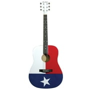 Main Street Guitars MATXF Dreadnought Acoustic Guitar with Texas Flag on High Gloss White Finish
