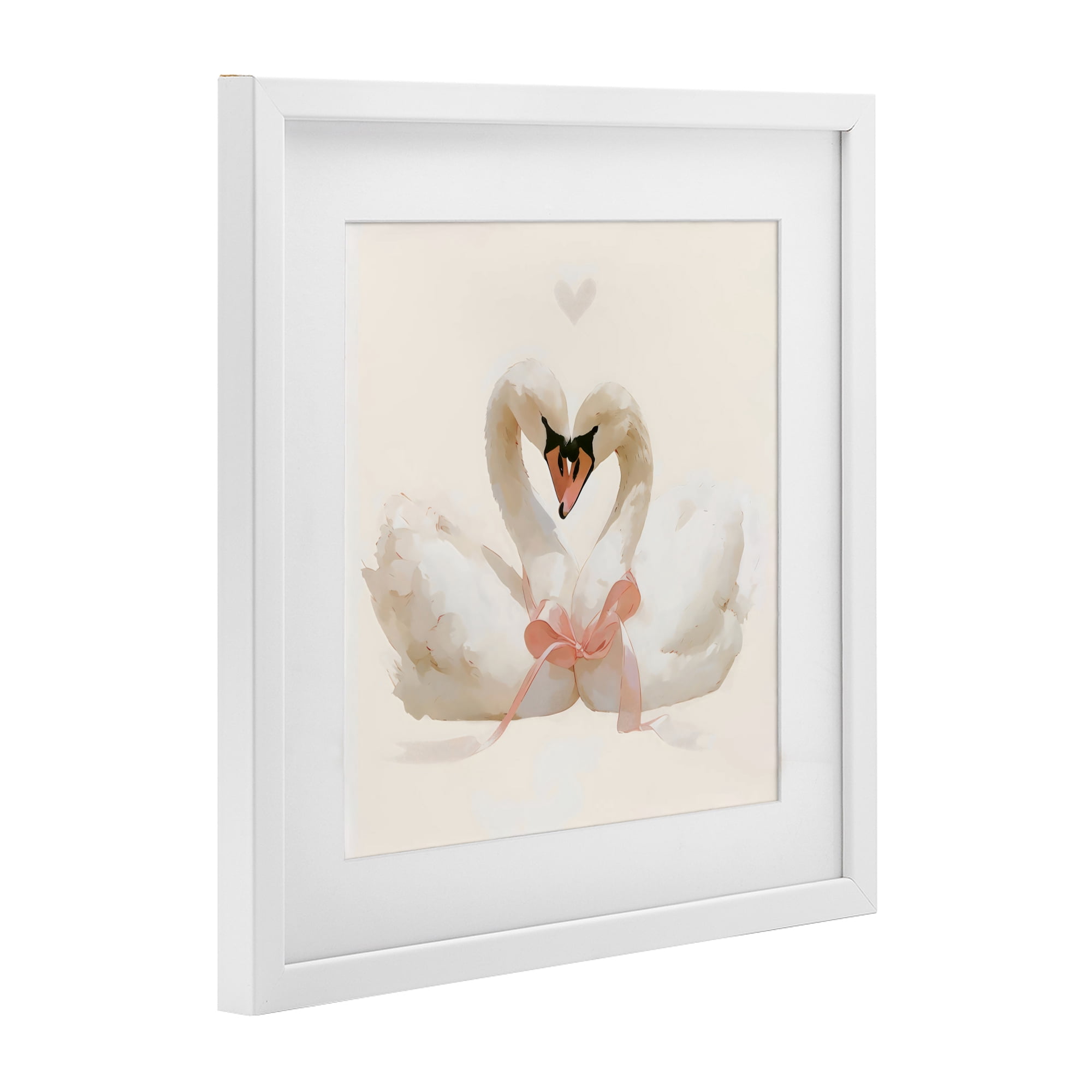 Stupell Industries Swan Pair with Bow White Framed Print Under Glass, design by Creative Studio