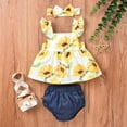 thumbnail image 2 of Vedolay 2 Piece Sets For Girl Girl Shorts Set Kids Summer Short Sleeve Shirt and Shorts 2pcs Clothing Set,Yellow 12-18 Months, 2 of 5