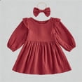 thumbnail image 2 of SGMVNU Toddler Girls 2 Piece Dress Set with Bowknot Hairband Girls Dress Size 8-10 Long Sleeve Dress Spring Summer Clothes(Size 2-3 Years,), 2 of 7