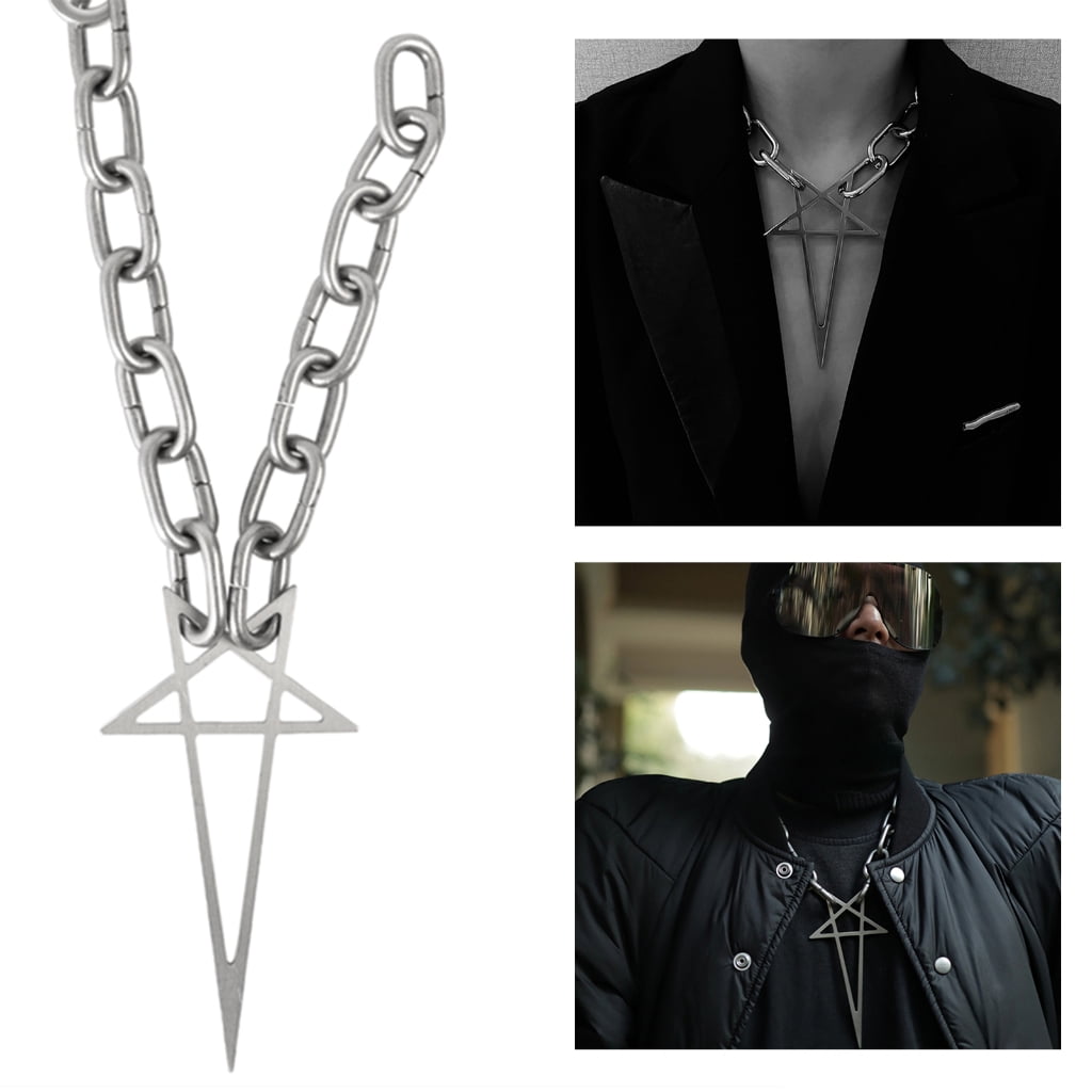 国内で当店のみ 666999 - “Punk-clam” piercing necklace KnBoB Mens 925 Silver Necklace, Mens Punk Rock Necklace Easy