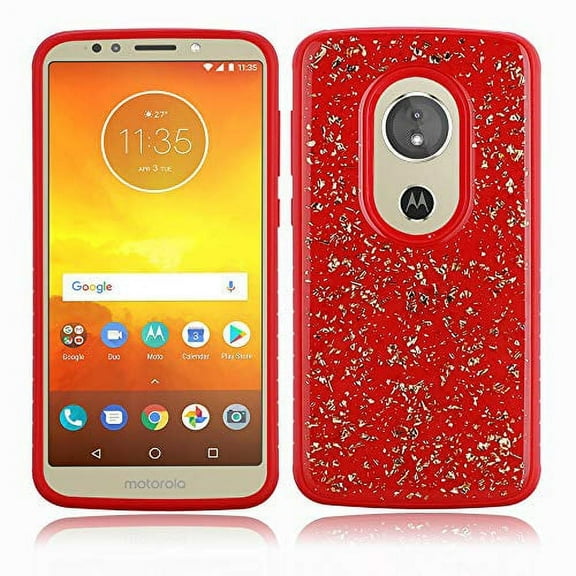 GSA Frozen Gold Glitter Hybrid Case For Motorola Moto E5 Play, E5 Cruise - Red
