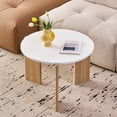 thumbnail image 2 of Set of 2 Round Nesting Coffee Tables, [Interchangeable Height] φ27.6 + φ19.7, Mid Century Modern Circle Side Table for Bedroom, Living Room, Office Studio, Apartment, White, 2 of 7