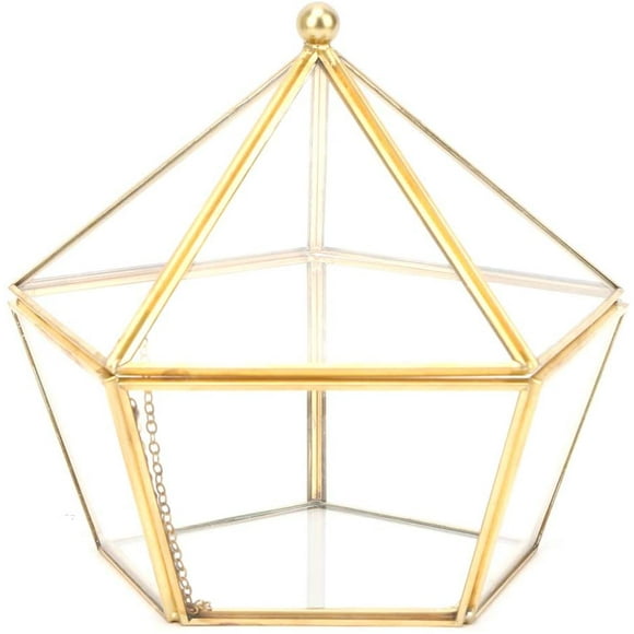 Tabletop Geometric Terrarium, Metal with Glass Succulents Terrarium Container, Air Planter Jewelry Wedding Decor Flower Cardbox Candle Holder Unique