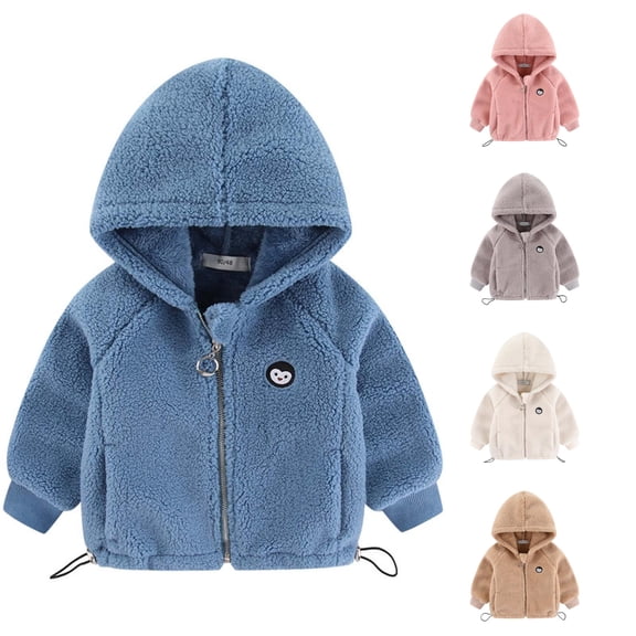 Krdevn Solid Baby Sherpa Hooded Jacket Zip Up Plush Coat Size:2-3 Years