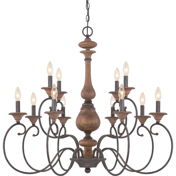 Quoizel ABN5012RK Auburn 12-Light Foyer Chandelier in Rustic Black