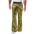 thumbnail image 2 of Awdenio Pants for Men Sequin Flare Pants Sparkly Glitter High Waisted Bell Bottom Trousers Disco Party Clubwear, 2 of 5