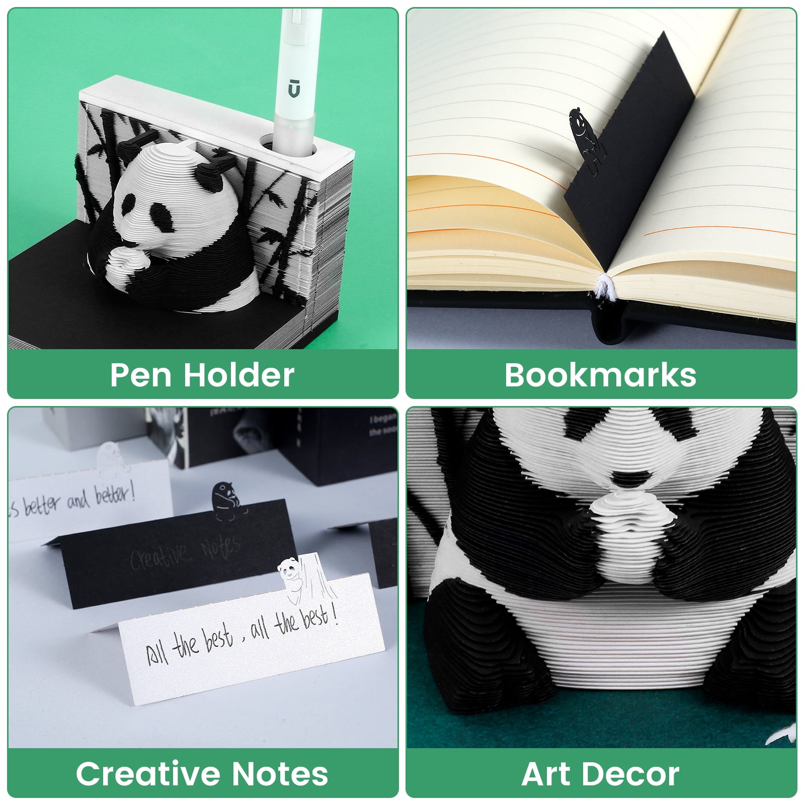 Threns 3D Desk Note Pad 217 Pages Panda Memo Pad Tear-Away 3D Art Note Pad DIY 3D Memo Pad Paper for Home Desktop Decoration Birthday Gift