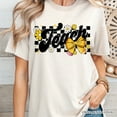 thumbnail image 5 of Teach Checkered Coquette Bow T-Shirt, White and Natural Retro Tee for Trendy Teachers, 5 of 8
