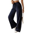 thumbnail image 4 of Hibeli Womens Wide Leg Sweatpants Elastic Drawstring Waist Solid Pants with Pockets, 4 of 5