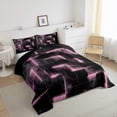 thumbnail image 2 of YST Neon Pink and Black Comforter Set Full for Girls Women,3D Square Geometric Bedding Set,Abstract Glowing Checkered Comforter Set Lightweight Soft,Grid Geometry Quilt Bed Set 3Pcs, 2 of 5