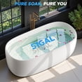 thumbnail image 4 of BCANHOME StoneLoom 51" Solid Surface Stone Resin Soaking Tub, Compact Freestanding Bathtub, 13" Deep Soaking Tub Ergonomic Petal Design, Matte White, Non-Porous Finish with Pop-Up Drain & Overflow, 4 of 19