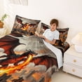 thumbnail image 3 of Metsweet Wildlife Dragon King Sheets 4pcs, Vintage Castle Knight Bedding, Black Orange Gray Red,1 Fitted Sheet, 1 Flat Sheet and 2 Pillowcases, 3 of 5
