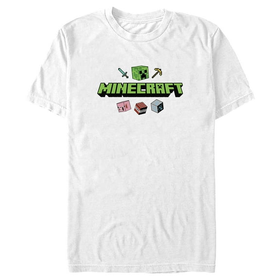 Men's Minecraft Icons Logo Graphic Tee White 3X Large