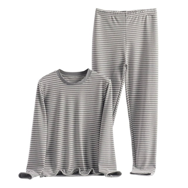 Ensembles de Pyjama pour Femmes Mode Hiver Velours Rayé Double Face Velours Chaud Col Rond et Manches Longues Vêtements de Maison Chauds Ensemble de Pyjamas Luxueux et Confortable pour Nuits d'Hiver Vêtements d'Hiver pour Femmes
