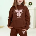 thumbnail image 2 of Little Girls Outfits Sets Winter Hoodie Joggers Comfy Casual Kids Print Cute Girls Fall Clothes Coffee Size 6-7T, 2 of 4