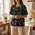 thumbnail image 4 of Halloween Shirts for Women Spider Skeleton Print Short Sleeve Casual Tees Bat Loose Fit Henley Vintage Scary Blouse 3XL, 4 of 7