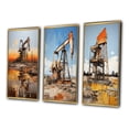 thumbnail image 3 of Designart "Gold Oil Rigs landscapes In Texas III" Cityscapes Framed Wall Art Set Of 3 - Gold Oil Rigs / Fields Frame Gallery Set For Office Decor, 3 of 6