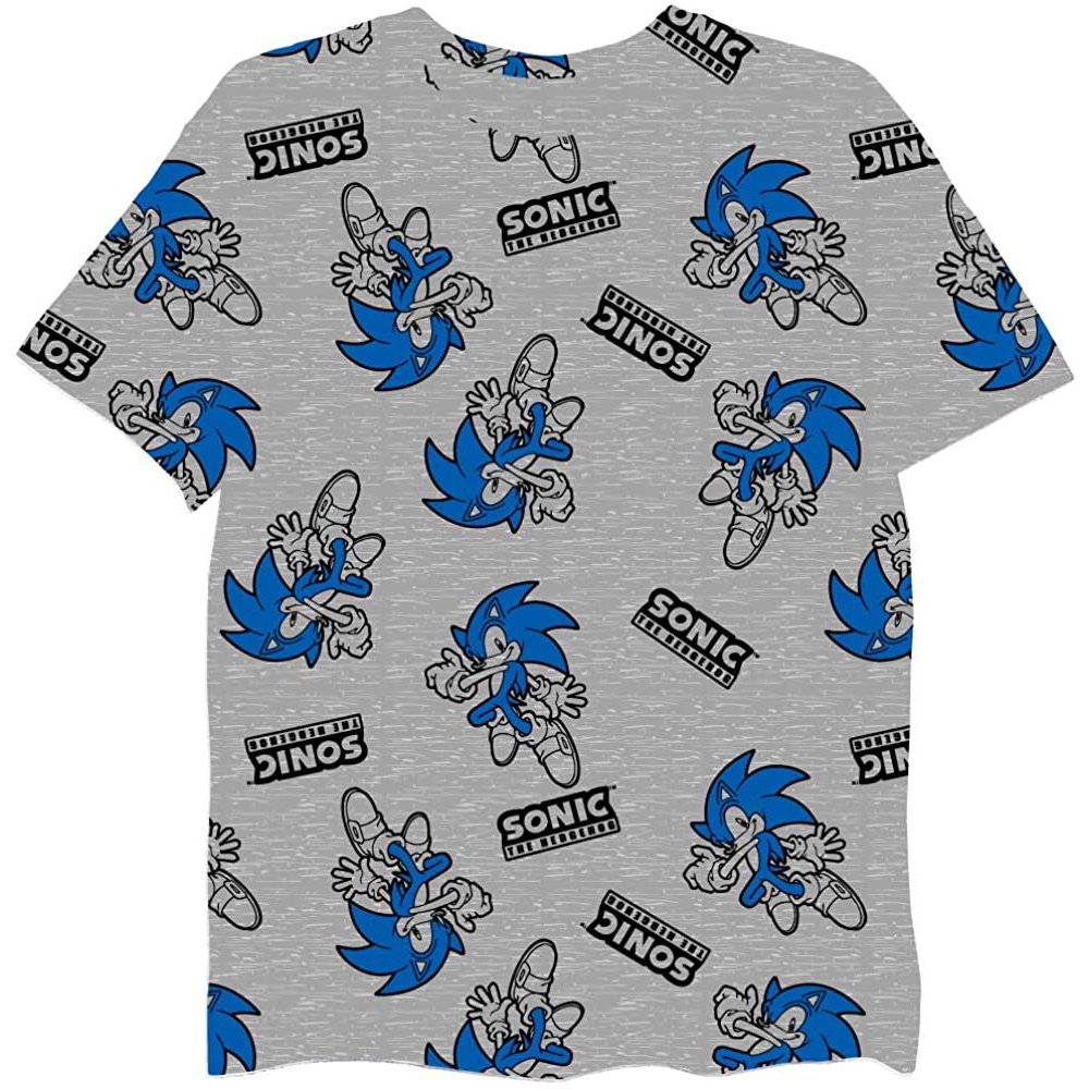 Sonic The Hedgehog Big Boys T Shirt (Large, All Over/Gray) Walmart