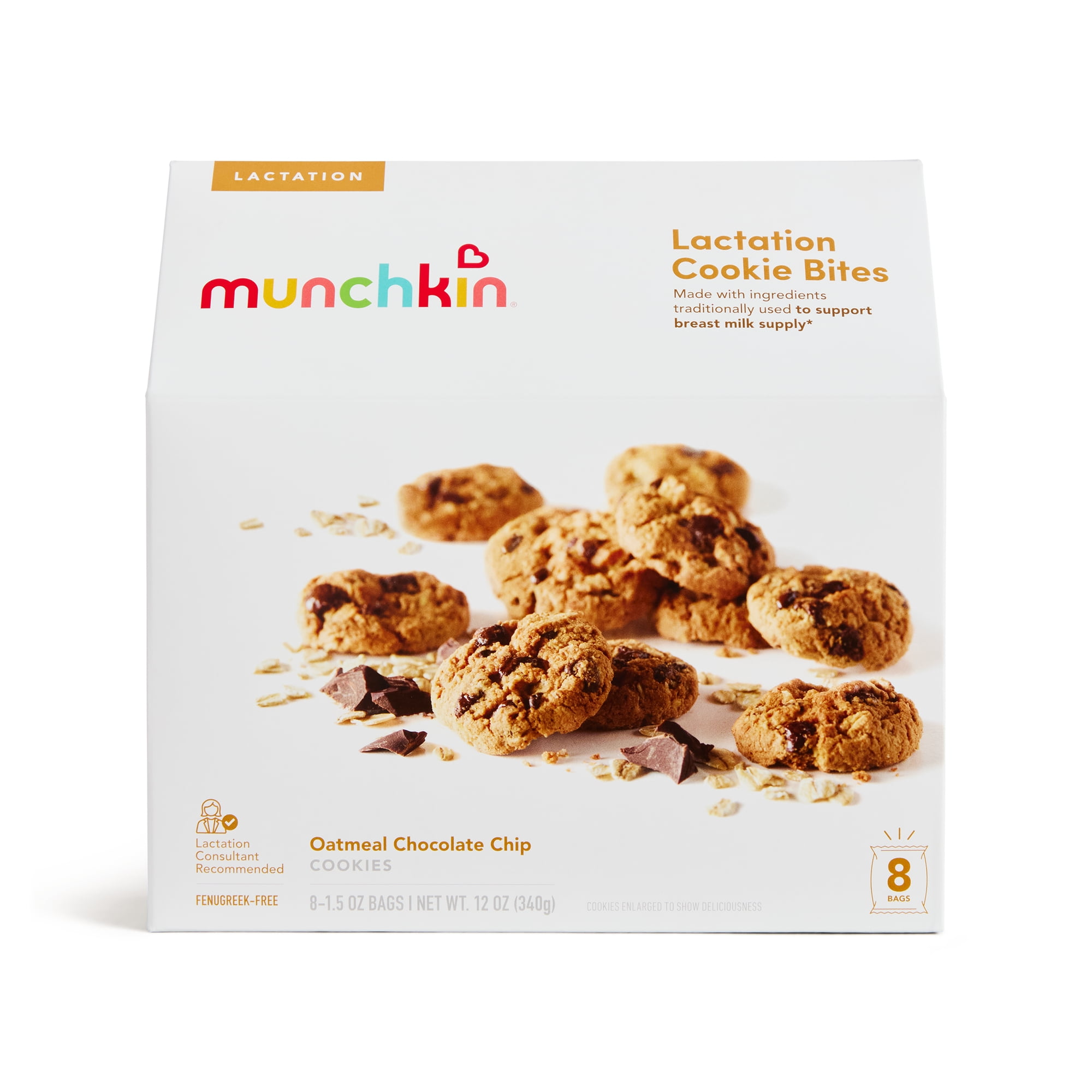 Munchkin Oatmeal Chocolate Chip Lactation Cookie Bites, Baked, 8 Count