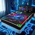 thumbnail image 2 of Erosebridal Neon Galaxy Game Controller Zipper Full Size Comforter Sets with Fitted Sheet and 2 Pillowcases for Boys Men, Glowing Hexagon Zipper Bedding Set, Gamepad Reversible, 4 Pieces, 2 of 7