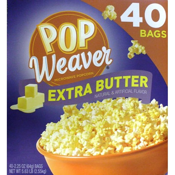 Pop Weaver Extra Butter Microwave Popcorn, 40 Ct (2.25 Oz. Bags