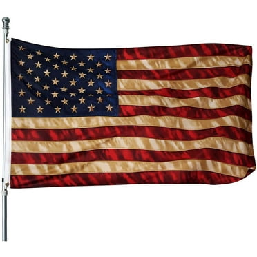 Tea Stained American Flag - 3x5 Outdoor Vintage Rustic Old Style United States Flags Banner Indoors for wall 4th of july (Tea Printed Star Flag)