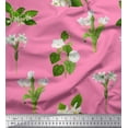 thumbnail image 1 of Soimoi Pink Moss Georgette Fabric Leaves & White Floral Print Sewing Fabric BTY 42 Inch Wide, 1 of 1