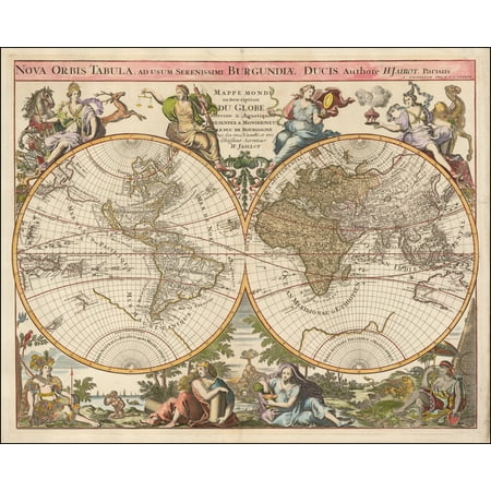 Nova Globe - LAMINATED POSTER Nova Orbis Tabula . . . / Mappe Monde ou Description Du Globe Terrestre & Aquatique . . . POSTER PRINT 24 x 36