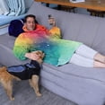 thumbnail image 3 of Colorful Tie Dye Ink Splash Pattern Wearable Oversized Blanket,Wearable Blanket Hoodie for Adults,Cozy Hooded Blankets with Super Pockets,Super Warm Fuzzy Pullover for Women & Men, 3 of 6