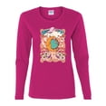 thumbnail image 2 of Wild Bobby Sun and Moon Groovy Vintage Daisy Flowers Stars Vintage Women Graphic Long Sleeve Tee, Fuschia, Small, 2 of 6