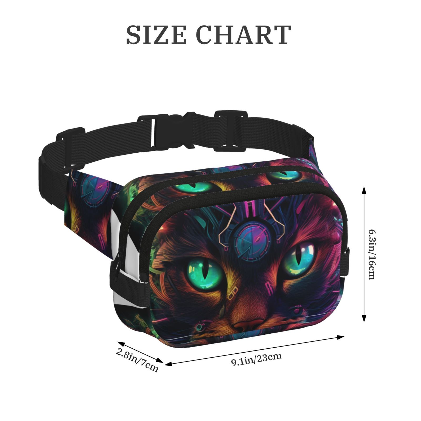 Kuqiui Futuristic Cat Warrior Print Fanny Packs for Women Cross Body Waist Bag Fashionable Fanny Pack Designer Workout Hiking Waist Pack Running Travel Gym