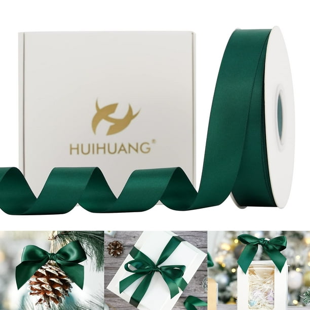 Cinta decorativa HUIHUANG, color verde satinado, 2,5 cm x 46 m