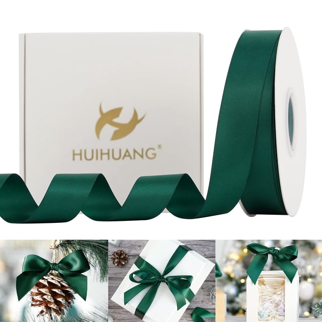 Cinta decorativa HUIHUANG, color verde satinado, 2,5 cm x 46 m