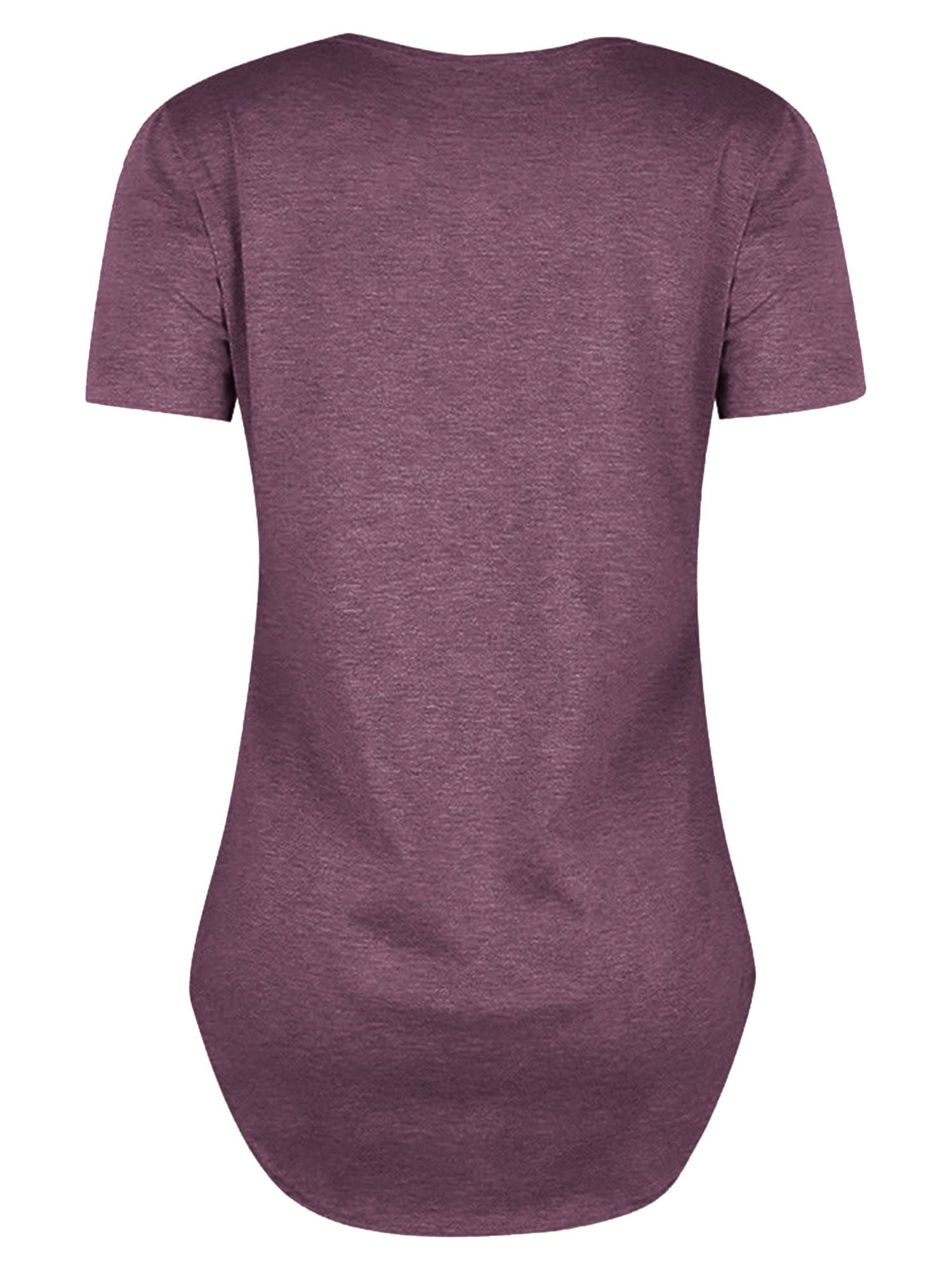 Women Lace-up Front Solid Color Short Sleeves Tunics Tops - image 3