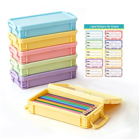 Qocolcyl Plastic Pencil Box Large Capacity Pencil Case Crayon Box with Snap Tight Lid,Watercolor Pen Storage Brush Stackable Organizer Drawing Tools Container for Home Ofice Supply (Blue)