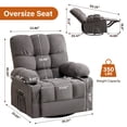 thumbnail image 5 of UHOMEPRO Swivel Recliner Chair with Massage and Heat, 360 Degree Swivel Rocker Recliner for Adults, Wide Seat Manual Recliner Chair with Cup Holders, USB Charging, Side Pockets, Gray, 5 of 10