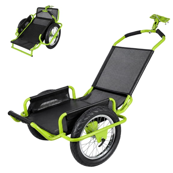 Bike Cargo Trailer,320 lbs Heavy-Duty Load Capacity Bicycle Trailer with 16" Anti-Blowout Wheels & Reflective Strips, Tow-Behind Storage Cart for Camping, Garden, Beach & Outdoor Hauling,Green