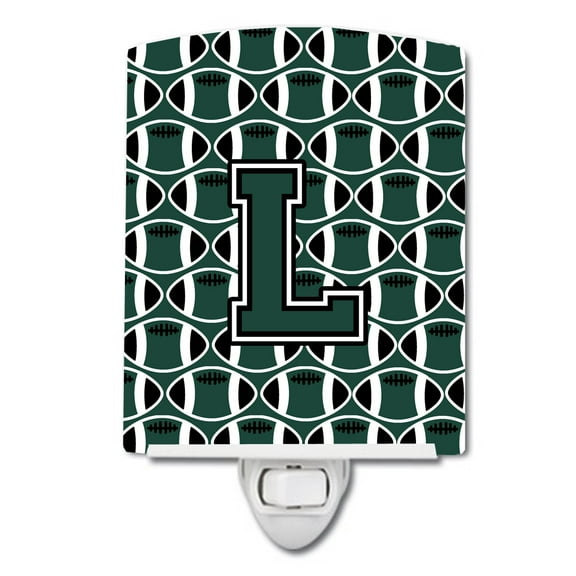 Letter L Football Green and White Ceramic Night Light