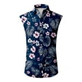 thumbnail image 5 of LWavelet Men's Sleeveless Hawaiian Shirt, Midnight Bloom Print Button Down, Quick Dry for Night Beach & Summer Casual Outfits Wine 2XL, 5 of 5