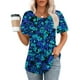 thumbnail image 2 of Camiseta de Cuello Redondo de Impresión Floral Casual de Manga Corta de las Mujeres, Blusa de Verano de Moda Ligera para el Día Y la Fiesta, 2 of 8