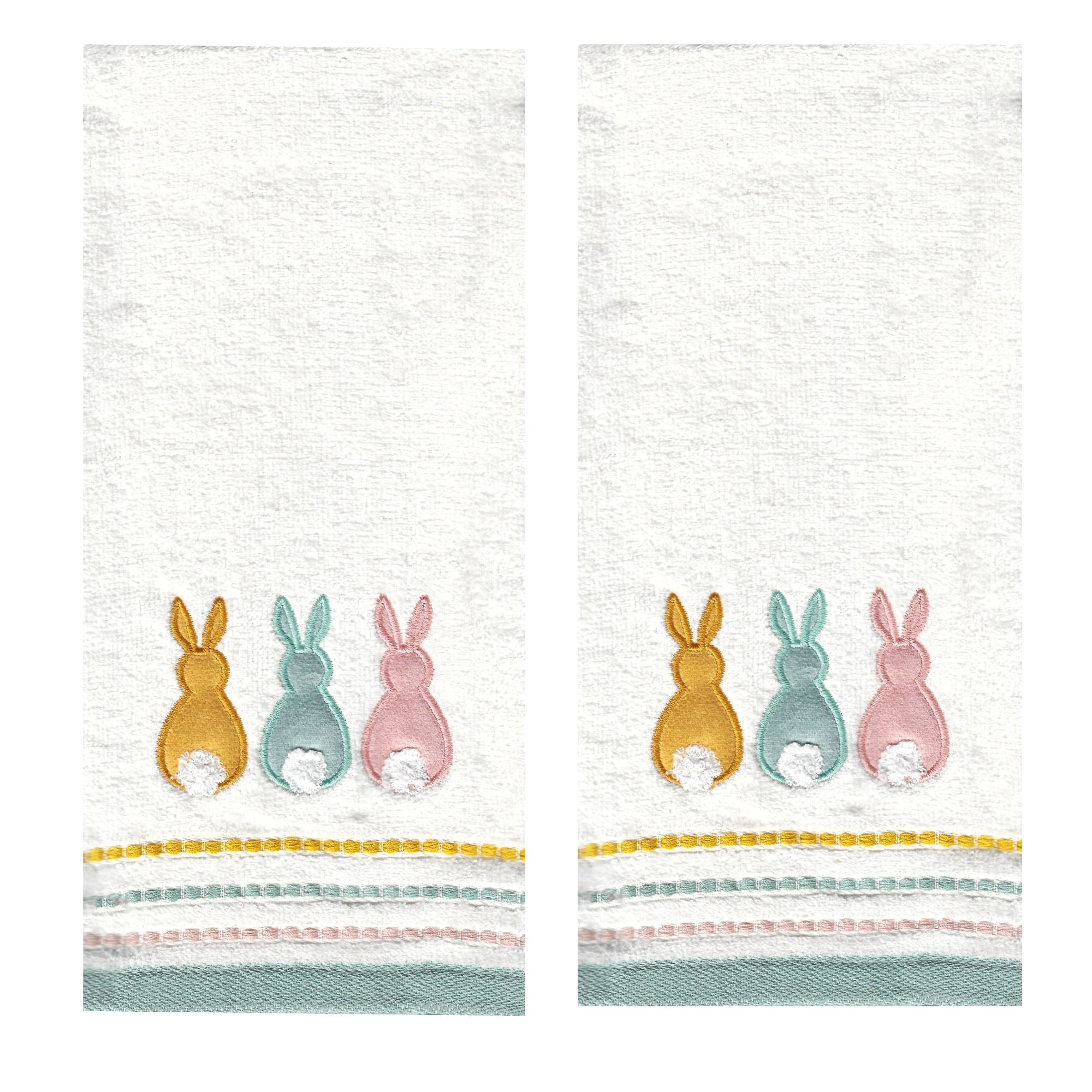 Celebrate Bunny Butts Bath Hand Towels Set of 2, Decorative Border