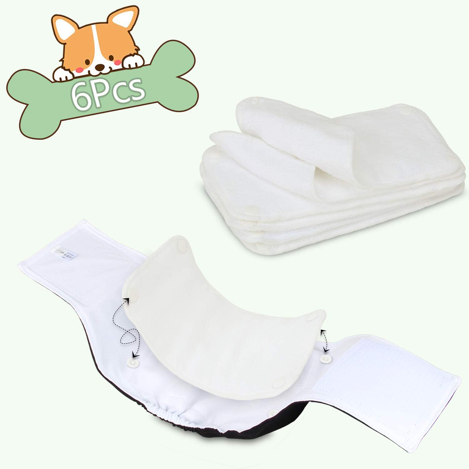 Finydr Reusable Male Dog Diaper Pads (6 Pack) Walmart Canada